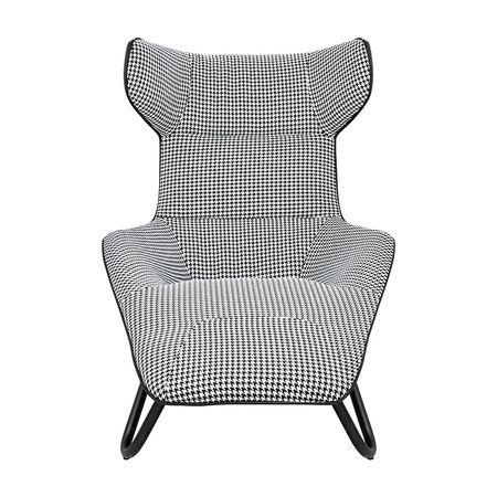 Leżanka VITA tkanina pepitka biało - czarna, ekoskóra czarna