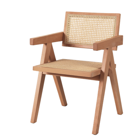 Krzesło BOHO drewniane w kolorze naturalnym z podłokietnikami