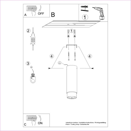 Plafon NERO 22,5 czarny/chrom