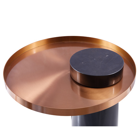 Stolik kawowy COLUMN marmurowy czarno miedziany 55 cm