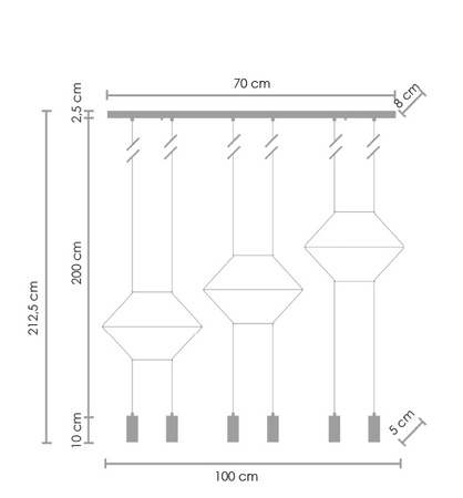 Lampa wisząca LINEA-6 LONG czarna 100 cm