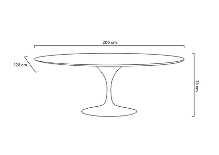 Stół TULIP ELLIPSE 200 biały - MDF, metal