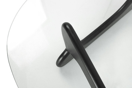 Stolik STABLE BLACK - szkło, podstawa drewniana czarny jesion.