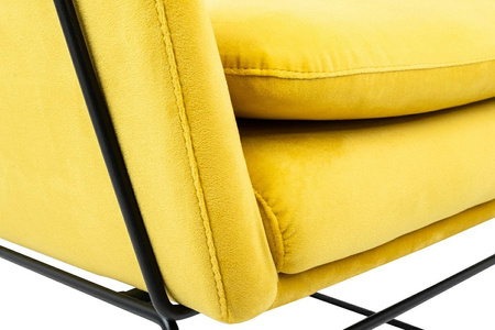 Fotel EMMA VELVET żółty - welur, metal