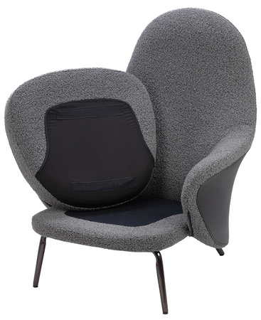 Fotel LOBBY TEDDY szary - stal, opal