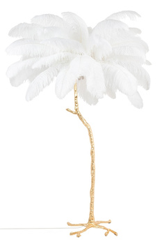 MOOSEE lampa podłogowa TIFFANY 175 biała  mosiądz / naturalne pióra