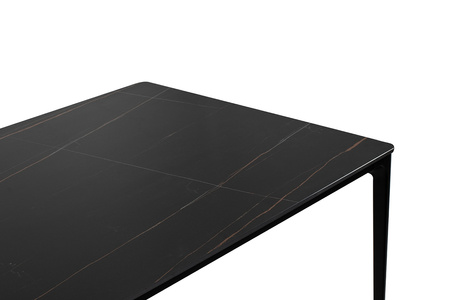 Stół SLIM 140x80 czarny - ceramiczny marmur, aluminium