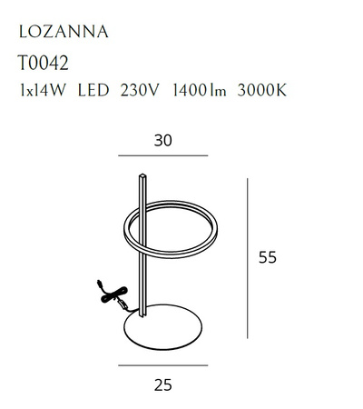 MAXLIGHT T0042 LAMPA BIURKOWA LOZANNA 14W ZŁOTA