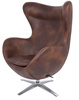 Fotel EGG SZEROKI PU brąz vintage koniak - podstawa stal