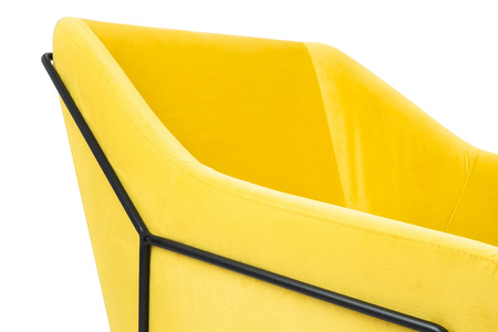 Fotel EMMA VELVET żółty - welur, metal