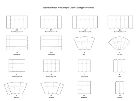 Sofa modułowa GRAND SL+S+R+P
