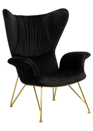Fotel SHRIMP VELVET czarny / złoty