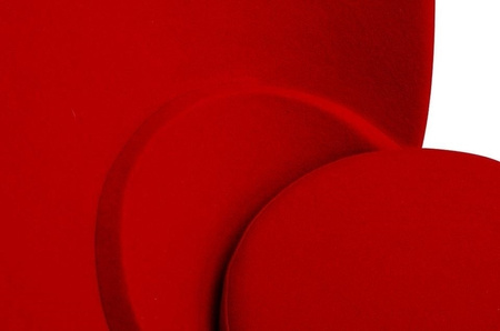 Fotel SERCE czerwony - włókno szklane, wełna, podstawa aluminiowa