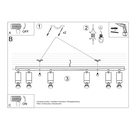 Plafon MERIDA 6L szary