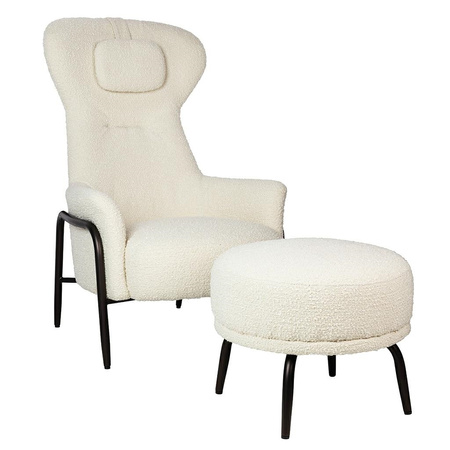 Fotel TEDDY GRAND z podnóżkiem beżowy - stal