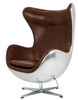 Fotel EGG AVIATOR PU brązowy - ekoskóra, metal