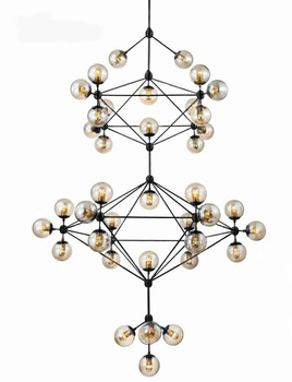 MOOSEE lampa wisząca PLANETARIO 41 czarna - klosze bursztynowe