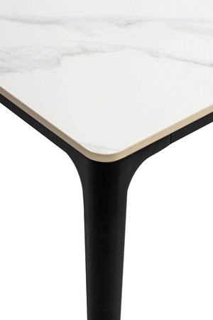 Stół SLIM 180x90 biały, czarny - ceramiczny marmur, aluminium