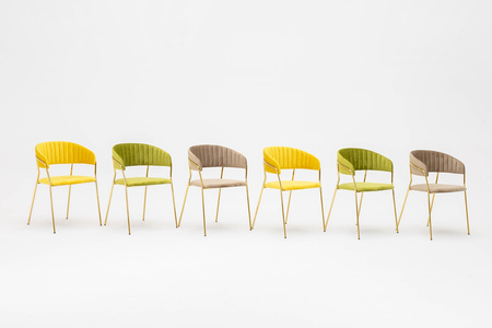 Krzesło MARGO żółte - welur, podstawa złota