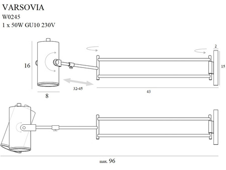 MAXLIGHT W0245 KINKIET VARSOVIA DŁUGI