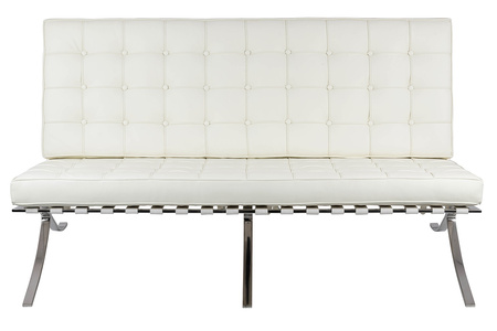 Sofa dwuosobowa BARCELON PRESTIGE PLUS biała - włoska skóra naturalna, stal