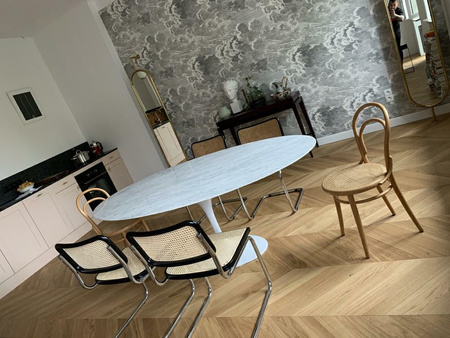 Stół TULIP ELLIPSE MARBLE CARRARA 200 biały - marmur, metal