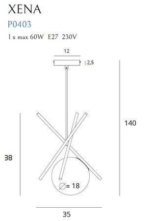 MAXLIGHT P0403 LAMPA WISZĄCA XENA