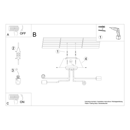 Żyrandol VECTOR 4 czarny