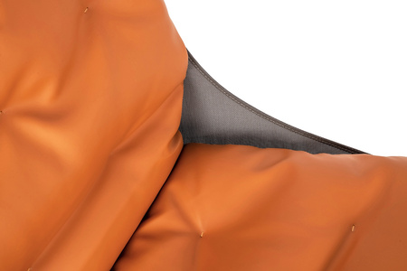 Fotel ARNI LOW z podnóżkiem pomarańczowy - ekoskóra, miedz