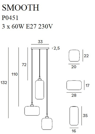 MAXLIGHT P0451 LAMPA WISZĄCA SMOOTH III