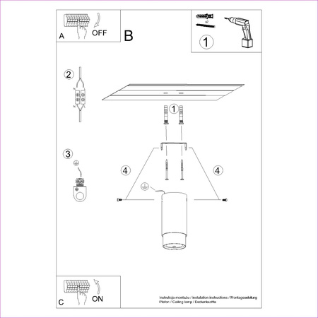 Plafon NERO 12,5 czarny/chrom