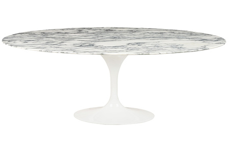 Stół TULIP ELLIPSE MARBLE ARABESCATO 200 biały - marmur, metal