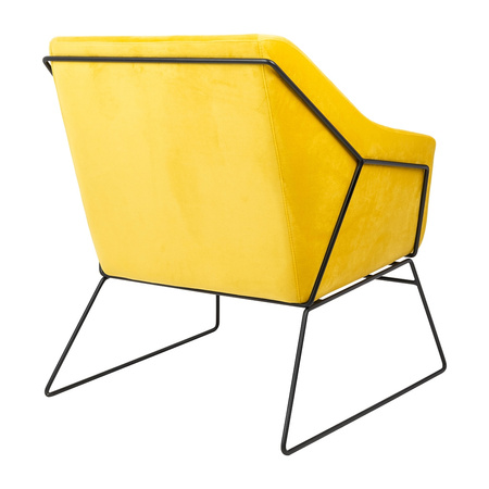 Fotel EMMA VELVET żółty - welur, metal