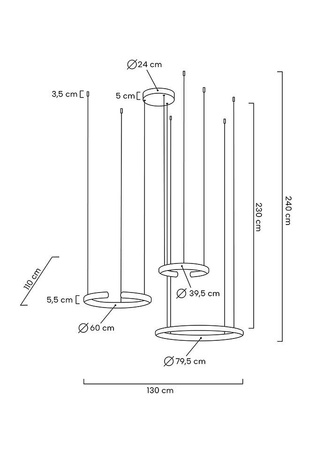 Lampa wisząca VISTA TRIPLE złoty chrom