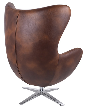 Fotel EGG SZEROKI PU brąz vintage koniak - podstawa stal