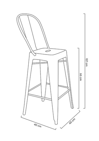 Krzesło barowe TOWER BIG BACK 66 (Paris) czarne