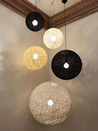 Lampa wisząca LUNA 40 biała - sznurek konopny