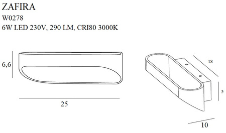 MAXLIGHT W0278 KINKIET ZAFIRA BLACK 6W