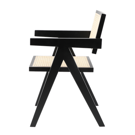 Krzesło BOHO drewniane w kolorze czarnym z podłokietnikami