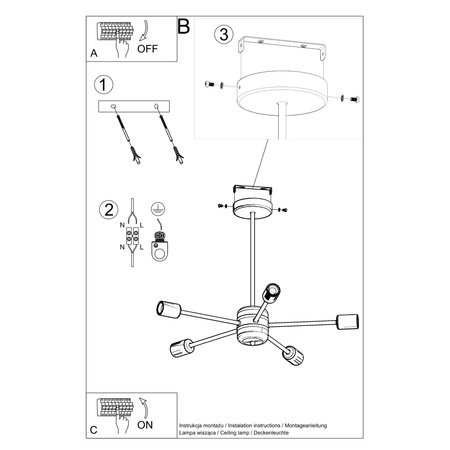 Żyrandol LANGO 5 czarny