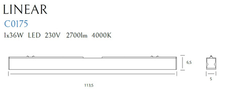 MAXLIGHT C0175 LAMPA SUFITOWA LINEAR BLACK 36W 4000K