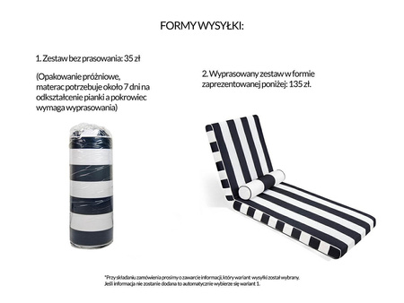 Materac ogrodowy AZURE z poduszką biało-czarny