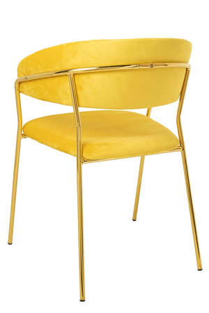 Krzesło MARGO żółte - welur, podstawa złota