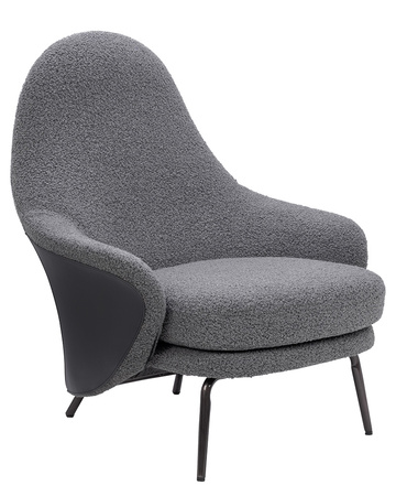 Fotel LOBBY TEDDY szary - stal, opal