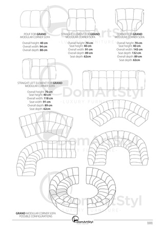 Sofa modułowa GRAND S+S+R
