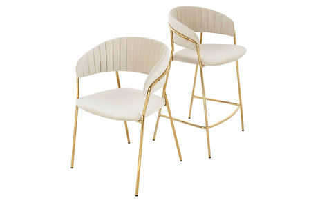 Krzesło MARGO beżowe - welur, podstawa złota