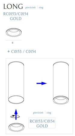 MAXLIGHT RC0153/C0154 GOLD PIERŚCIEŃ OZDOBNY ZŁOTY do LONG