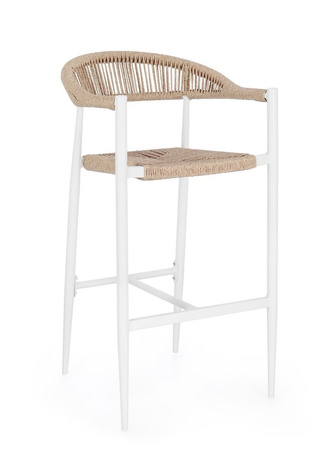 BIZZOTTO krzesło barowe ogrodowe JANDIA   białe / beżowe