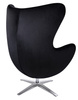 Fotel EGG SZEROKI VELVET czarny.50 - welur, podstawa stal