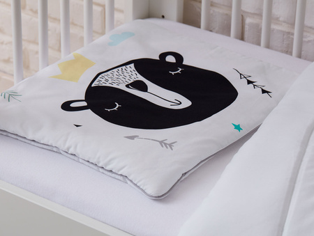 MISIE pościel z wypełnieniem i poduszką płaską (duży wzór - panel)